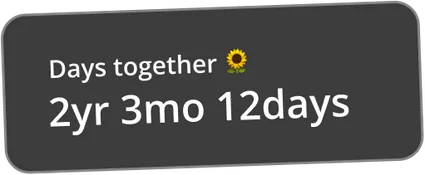 Days together widget showing time as a couple